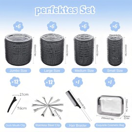 Tubos para Cabello, Rulos para Cabello sin Calor, Tubos para Rizar el Cabello Grandes con 4 Tamaños Incluye Pinzas, Peine y Bolsa de Viaje, Hair Rollos para Cabello Plástico para Todo Tipo Cabello