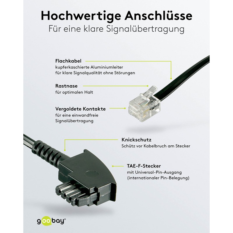 Wentronic TAE Cable TAE-F Male to Modular 6 m Black