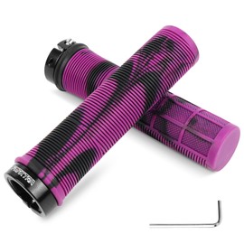 Bicycle Grips Ergonomic Rubber MTB Grips with Aluminium Lock and Non-Slip Texture Cushioning for Bicycle MTB BMX