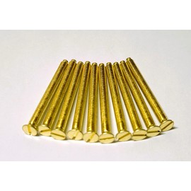 Pack of 10 Brass Electrical Screws 40mm X 3.50mm Brass(Gold) Long Socket Screw Switch Plugs Fixings Flat Slotted Head Fully Threaded Bolt