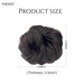 YUESUO Messy Bun Hair Pieces Wavy Curly Scrunchies Synthetic Chignon Hair Extensions Updo Hairpieces for Women Girls (Brownish black)