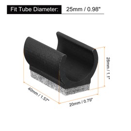 sourcing map 20 Pcs Chair Legs Tips Caps with Felt Pads, U Shaped Chair Tube Floor Protectors, Furniture Protector Feet Glides, Fitting 25mm Metal Tube Legs, Black, Gray Pad
