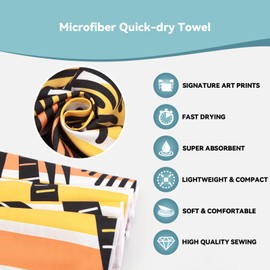 Style Slice Beach Towel Extra Large - Sand Free Quick Dry Lightweight Microfibre Beach Towels for Adults, Includes Mesh Bag - Sunset Palm Tree Orange, 200x90cm