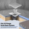 Boltigen Square Shower Drain, 304 Stainless Steel 4 inch Shower