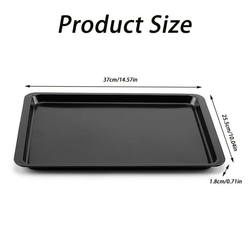 2 Pcs Black Carbon Steel Baking Trays, Large Rectangular Baking