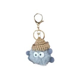 JOYCOURT Cute Plush Keychain, Kawaii Fluffy Ball for Car Keys Decoration, Key Ring Pendant Accessory for Vehicle Handbag Backpack Purse (Grey)