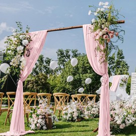 DeZerlor Pink Wedding Arch Draping Fabric 2 Panels 29" x 20 FT Blush Drapes for Backdrop Sheer Curtains Wedding Drapes for Romantic Bridal Baby Shower Ceremony Birthday Party Fall Outdoor Events