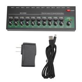 10 Channel Sound Mixer Independent Volume Control Knob Professional Multichannel Sound Processor Low Noise Stereo Mono Mixer US Plug