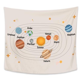 Exqcom Space Nursery Tapestry, Kids Room Wall Decor, Solar System Planets Cosmic Space Tapestries Wall Blanket for Classroom Kids Bedroom Nursery Playroom Classroom Decor, 50x60 Inch