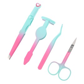 Healeved 1 Set Beauty Eyelash Curler Curler False Eyelash Eyeliner Assistant (blue-pink Gradient) Lash Tweezers Eyelash Holder Eyebrow Tweezers for Metal Colorful
