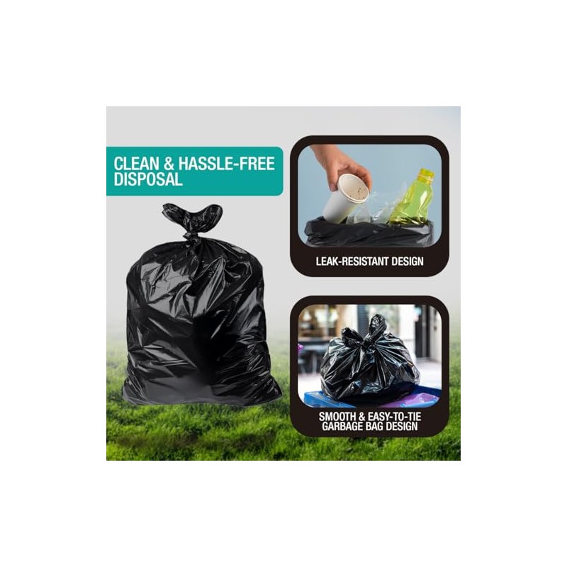 32-33 Gallon Black Trash Bags, Heavy-Duty | 32” x 38”