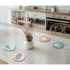 4 x Round Dinosaur Coasters - Dino T-Rex Cartoon Boys