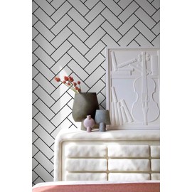 Safiyya Contact Paper Black and White Peel and Stick Wallpaper Geometric Wallpaper Herringbone Peel and Stick Removable Wallpaper Modern Contact Paper for Cabinets Vinyl Rolls 78.7"x16.1"