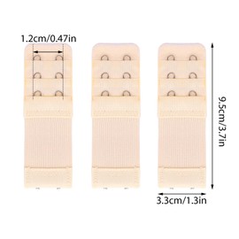 Yolev 3 Pieces Women's 2 Hooks 3 Rows Bra Extenders Women's Stretchy Bra Extension Strap Elastic Bra Band Hook (Light Skin)