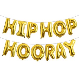 80s 90s Hip Hop Hooray Balloons Banner Decorations Birthday Graduation Play Room Housewarming Easter Spring Baby Shower Engagement Wedding Hen Party Supplies (HIP HOP HOORAY Gold)