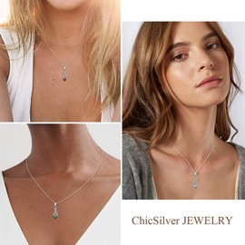 ChicSilver Sterling Silver Diamond Necklace - April Birth Stone, Women's Hypoallergenic Celtic Knot Necklace