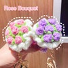 HUANGLWLIUF 2PCS Creative Roses/Sunflower Crochet Keychain Charms Crochet Flower Pendant