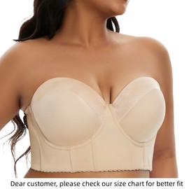 SEA BBOT Longline Strapless Bra for Women Full Coverage Underwire Seamless Corset Bras Light Beige 34C