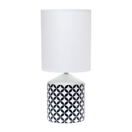 Simple Designs LT1220-COI 18.5" Printed Jug Table Lamp with White Drum Shade, for Living Room, Bedroom, Office, Black Coins