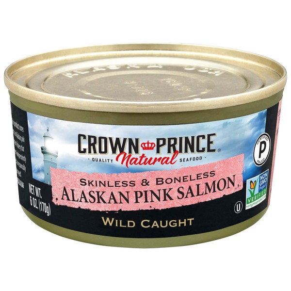 Crown Prince Natural Skinless & Boneless Alaskan Pink Salmon, 6-Ounce Cans (Pack of 12)