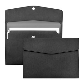 VANRA 1 Piece PU Leather A4 Leather File Folders Portfolio Folder Holder A4 Paper Document Filing Envelope Document Organizer with Magnetic Closure (Black)