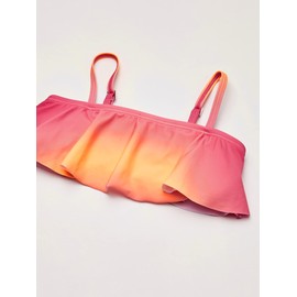 Kanu Surf Girls' Karlie Flounce Bikini Beach Sport 2 Piece Swimsuit, Janie Coral, 14