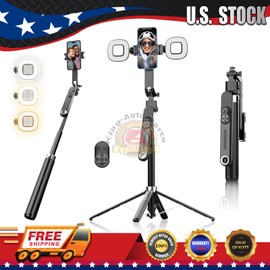 Royal Auto parts 71''Smart Tracking Selfie Stick & Tripod Stand with 360°Rotation 2LED Fill Light
