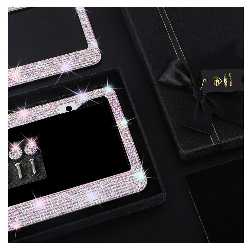 SHERING Bling License Plate Frame, 2 Pack Frame with Premium