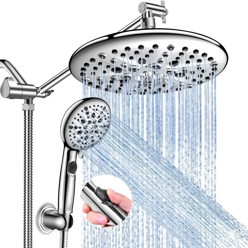FEELSO 10" High Pressure Shower Head Combo with Handheld Spray,