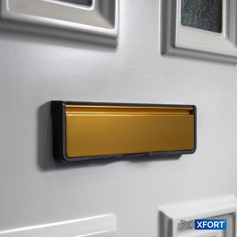 Xfort MailPlate Luxe 12" Letterplate Satin Brass, Premium Draught Proof