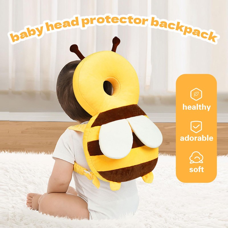 Grnstf Baby Toddler Head Protector, Baby Head Protection Backpack, Adjustable（Bee）