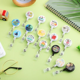 Landical 15 PC Funny Nurse Badge Reel Funny Retractable Badge Holders for ID Tag Cardholder Clip Badge Reel Nursing Lanyard Supplies Accessories for Office Work Doctor Student