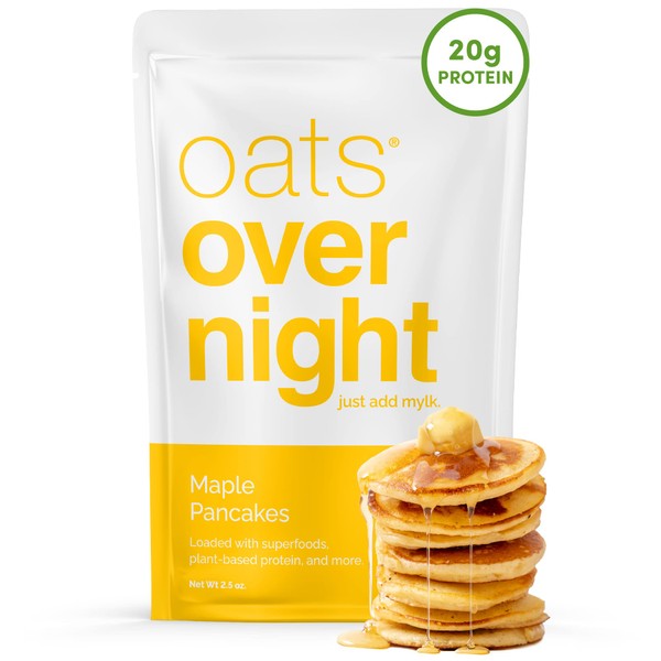 Oats Overnight - Maple Pancakes (16 Pack) Dairy Free, High Protein, Low Sugar Breakfast - Gluten Free, High Fiber, Non GMO Oatmeal (2.6oz per pack)