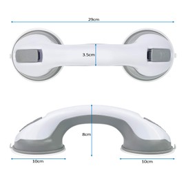 Fousenuk Grab Bars for Seniors, Pack of 2 Shower No Drilling Bathroom, Suction Cup Shower Handle with Bathtub Handle Support Handle, Disabled Toilet Grab Handle, Suction Handle Bathtub for Disabled