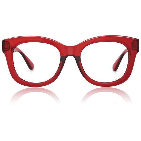 JiSoo-anteojos de lectura de gran tamaño para mujer, estilo oprah de moda, grandes lectores de bloqueo de luz azul 1.5, rojo