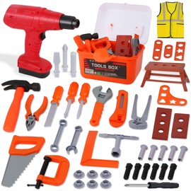 48-Piece Children's Tool Box Set, Toy Drill Tool Belt, Tool Box, Children's Tool Box with Tool Box, Toy for Children from 4 Years
