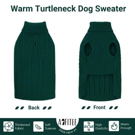 AOFITEE Dog Sweater, Medium Dog Sweater Girl Boy, Soft Turtleneck Pet Pullover for Winter Fall, Green Dogs Sweaters Dogs Knitwear for Jack Russell, Mini Dachshund, Boston Terrier, Schnauzer, Green M