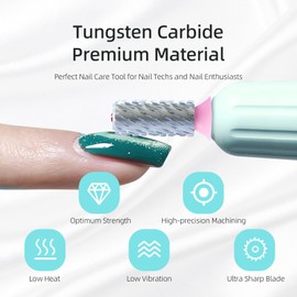 HYTOOS Tungsten Carbide Acrylic Nail Drill Bit Professional Efile Chrome 6.6mm Red Crystal Top Large Barrel Nail Bits 3/32" 2 Way Beginner Electric File Manicure Art Polishing Remove Gel 3XC