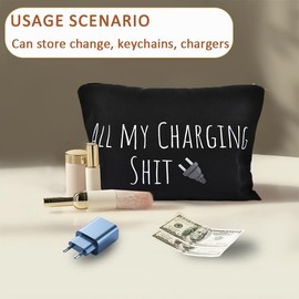 Charger Cable Storage Bag Travel Pouches for Toiletry Purse Change Bags for Coin Cash Charging Cord Block Pouch Lipstick Cosmetic Bags for Purse Portable Charger Organizer Bags Money Pouch with Zipper