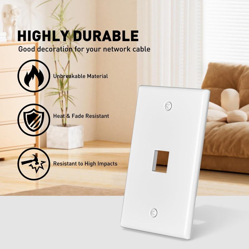 NataLink Ethernet Keystone Wall Plate 1-Port, RJ45 Wall Plate Single