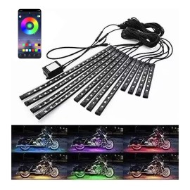 PUNKZZ Juego De 12 Tiras Luces Rgb Led Para Motocicleta C/bluetooth