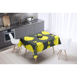 Bonamaison Kitchen Decoration, Tablecloth, Neon Yellow, Fume, 140 x 140 Cm - Designed and Manufactured in Turkey
