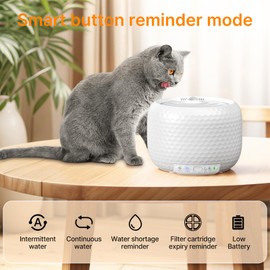 LIFETAIL Cat Water Fountain Indoor Wireless Pet Fountains for Drinking 1.8L/63oz Automatic Water Fountains for Cats and Small Dogs with Ultra-Quiet Pump and 5 Replacement Filters