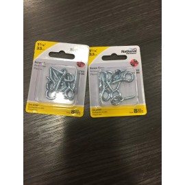 National Hardware 0.14" Dia. x 1-5/16" L Zinc-Plated Screw Eye 30 lb 2 pks of 8