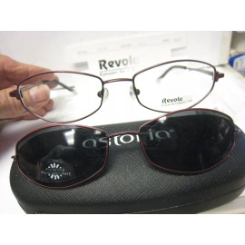 Revolution Eyewear NEW Revolution Eyeglass Frame W/ Magnet sun shade REV455  RDLS  53-17-140 w/case