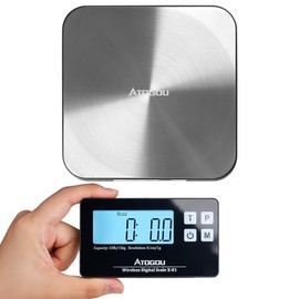 Atogou Food Scale, 33lb Wireless Kitchen Scale with Remote Display, 1g/0.1oz Precise Graduation, Food-Grade 304 Stainless Steel, Digital Food Scale fo