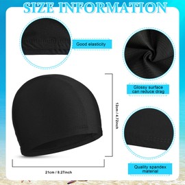 2 Pieces Elastic Swim Caps Comfortable Fabric Swimming Hat Lightweight Bathing Caps for Women Men Kids While Swimming (Black, Deep Rose)
