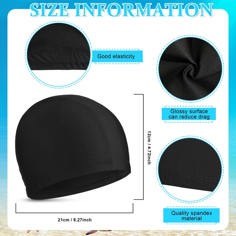 2 Pieces Elastic Swim Caps Comfortable Fabric Swimming Hat Lightweight