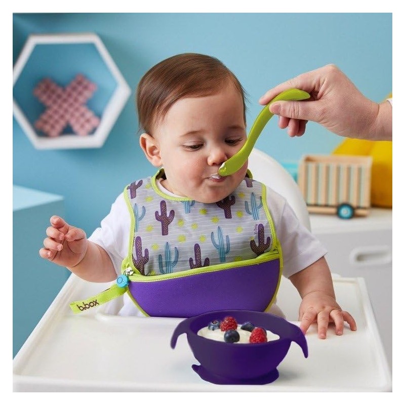b.box Bowl and Spoon Feeding Set with Easy Grip Handles,