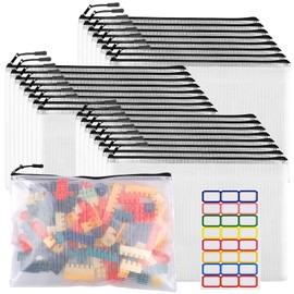 YOPCDJ - 24 bolsas grandes de malla con cierre, bolsas reutilizables con cierre para organizar el aula, almacenamiento de juegos de mesa, bolsas de rompecabezas, color negro